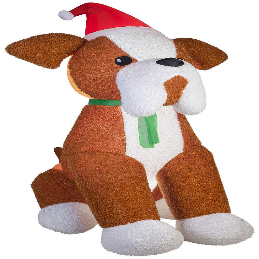 Gemmy Christmas Airblown Inflatable Mixed Media French Bulldog Giant  9 ft Tall  brown Image