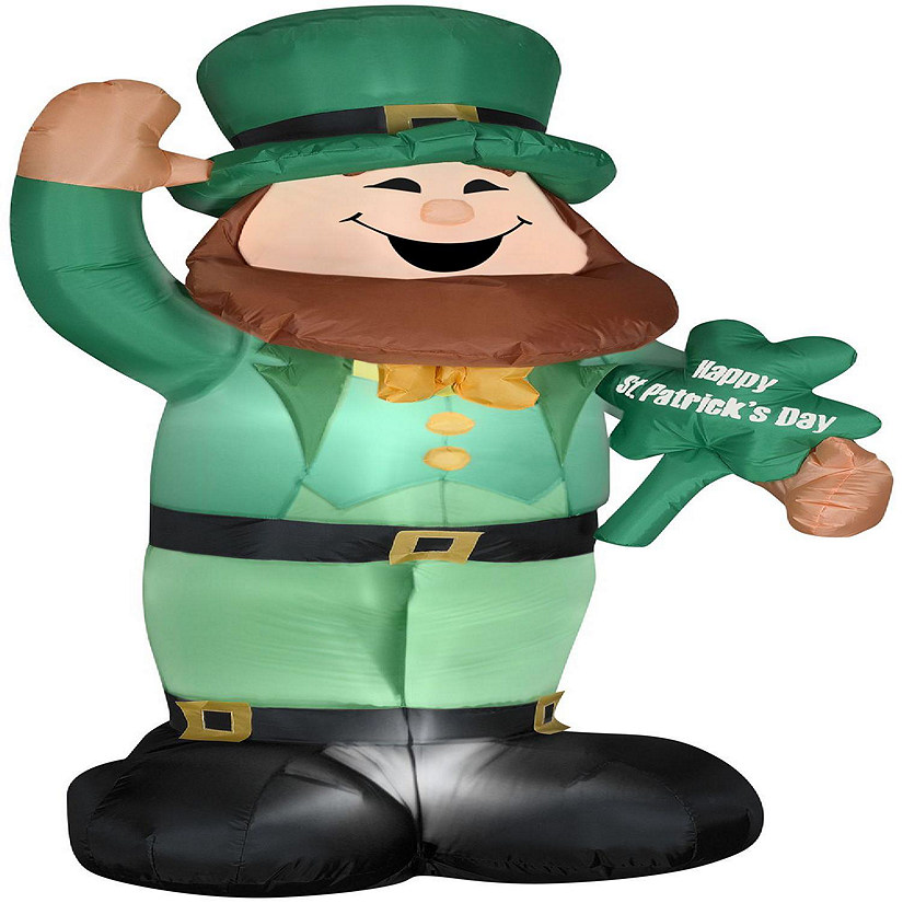 Gemmy Christmas Airblown Inflatable St. Patrick's Day Leprechaun  6 ft Tall  green Image