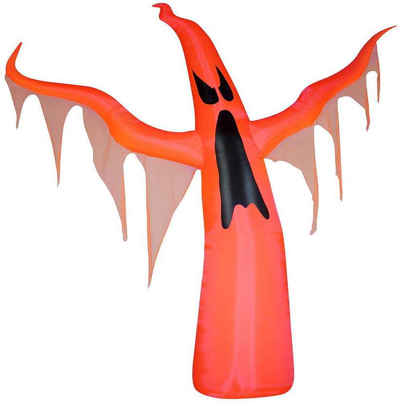 Gemmy Neon Christmas Airblown Inflatable with  Black Light Orange Ghost Giant  11 ft Tall  red Image