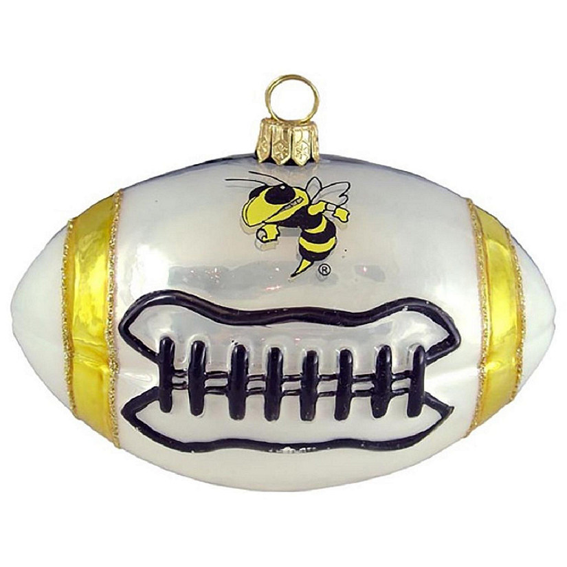 Georgia Tech Yellow Jackets Football Polish Glass Christmas Ornament Image