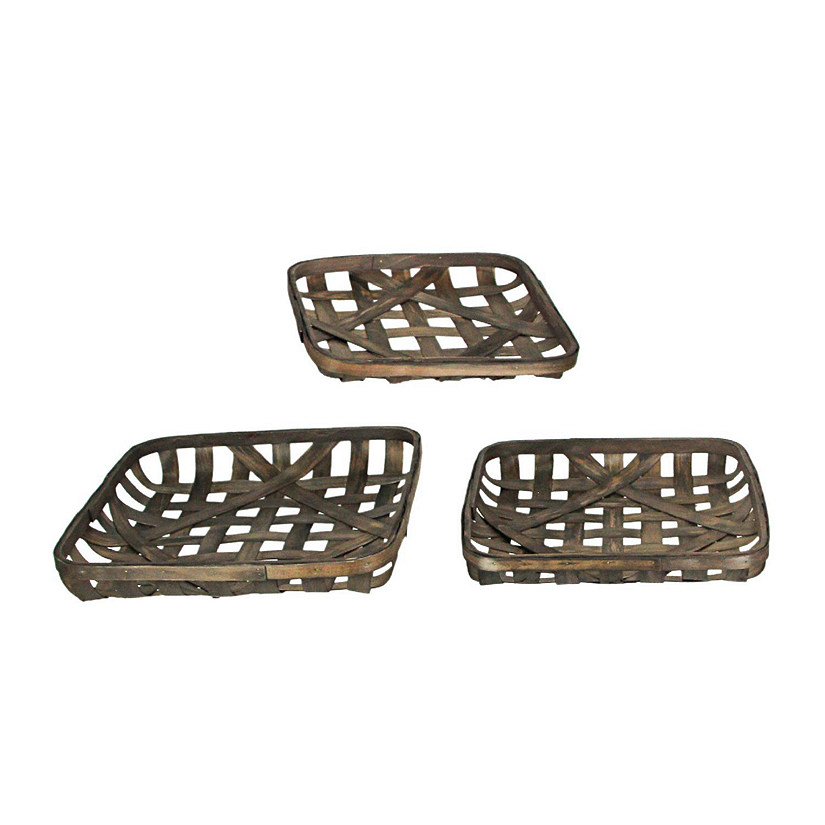 Gerson Square Woven Chipwood Tobacco Basket Tray Decorative Serving Display Set of 3 Image
