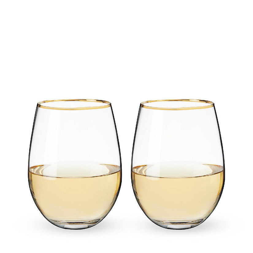 Gilded Stemless Wine Glass Set Image