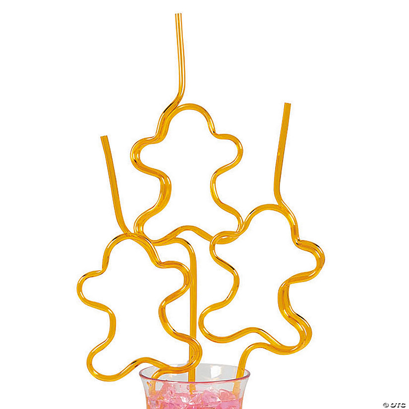 Gingerbread BPA-Free Plastic Silly Straws - 12 Pc. Image