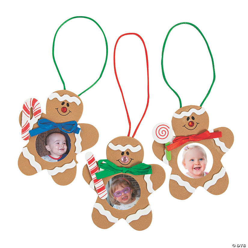 Gingerbread Man Picture Frame Christmas Ornament Craft Kit - Makes 12 Image