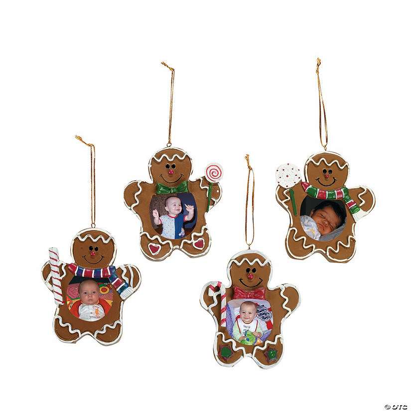 Gingerbread Man Picture Frame Christmas Ornaments - 12 Pc. Image