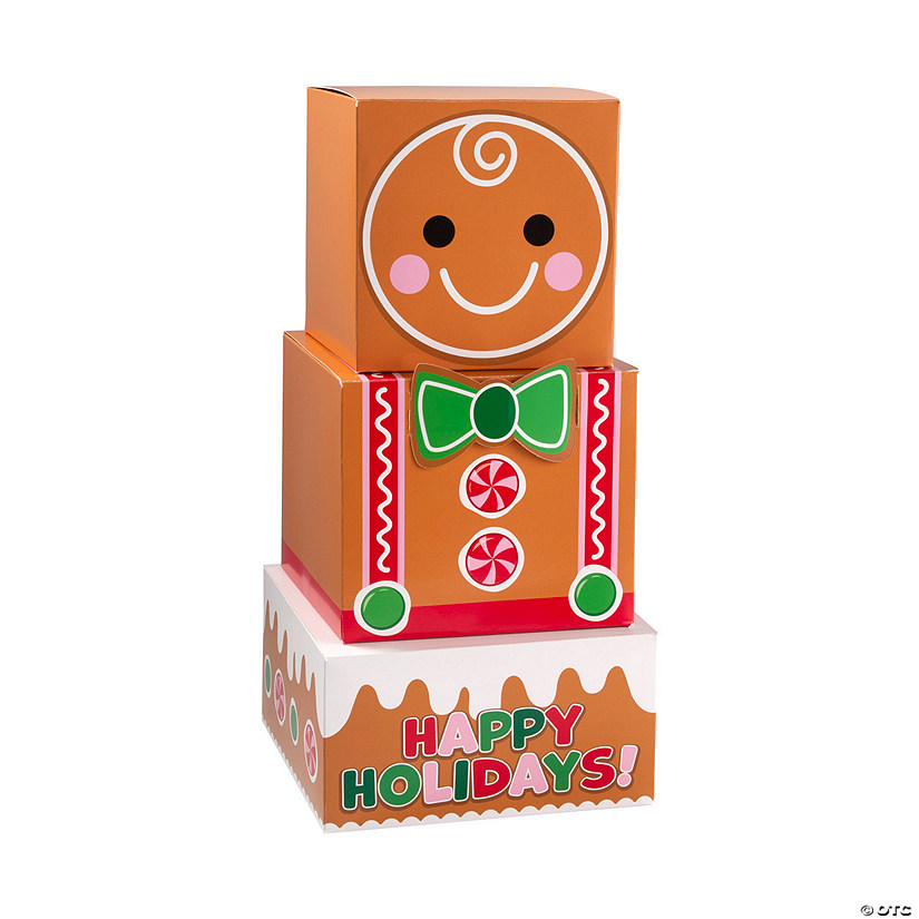 Gingerbread Man Stacking Gift Box Set - 3 Pc. Image