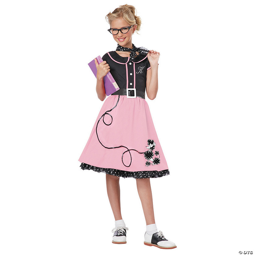 Girl&#8217;s 50s Sweetheart Poodle Skirt Costume Image