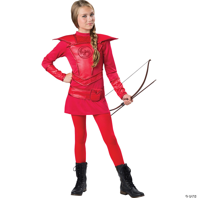 Girl's Red Warrior Huntress Costume Image