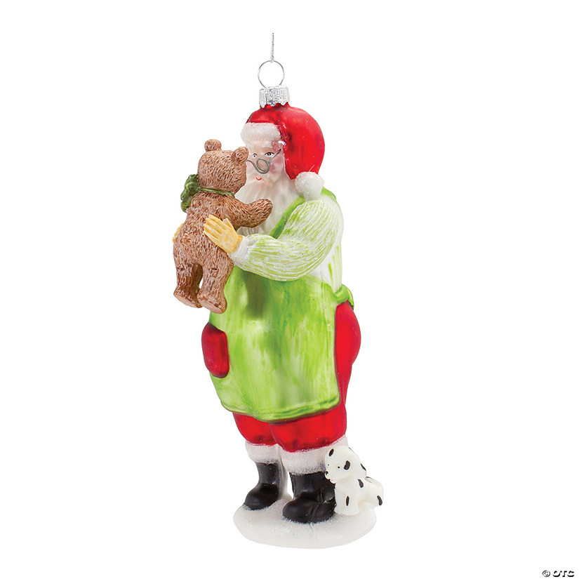 Glass Santa With Teddy Bear Ornament (Set Of 6) 7"H Glass Image