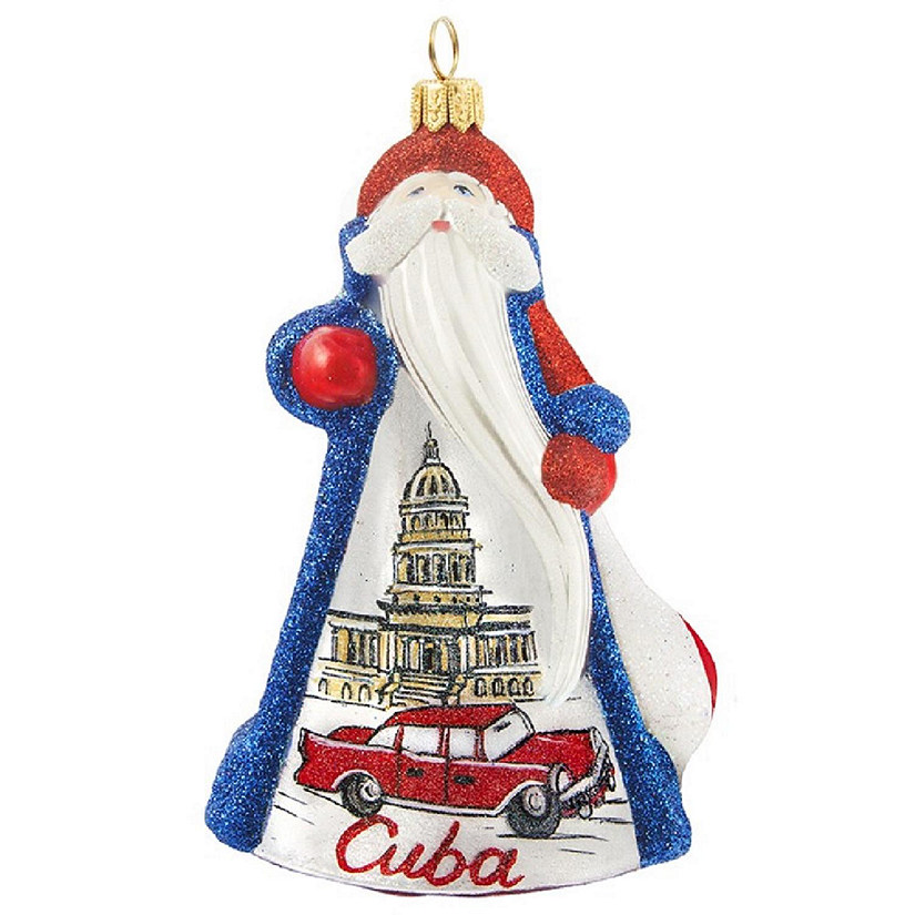 Glitterazzi Cuba Cuban Santa Polish Glass Christmas Tree Ornament Decoration New Image