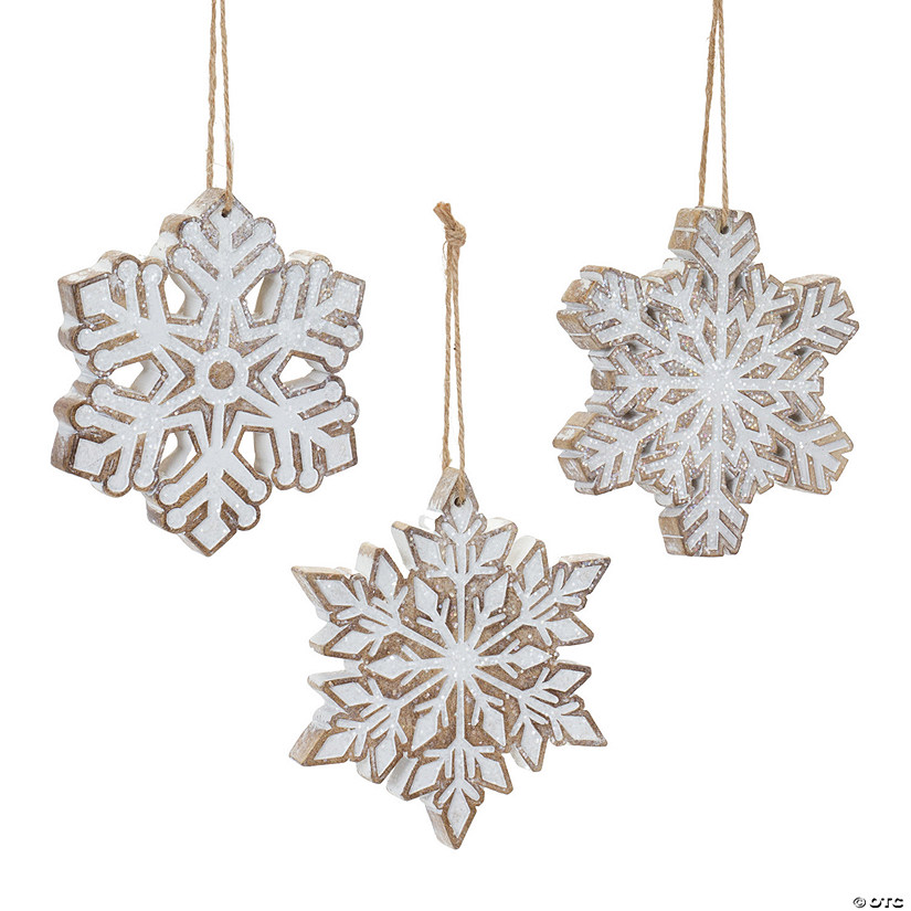 Glittered Snowflake Ornament (Set Of 3) 4.75"H Resin Image
