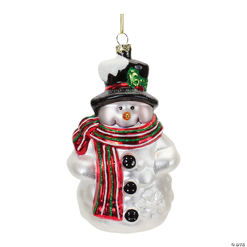Glittered Snowman Ornament (Set Of 6) 5.25"H Glass Image