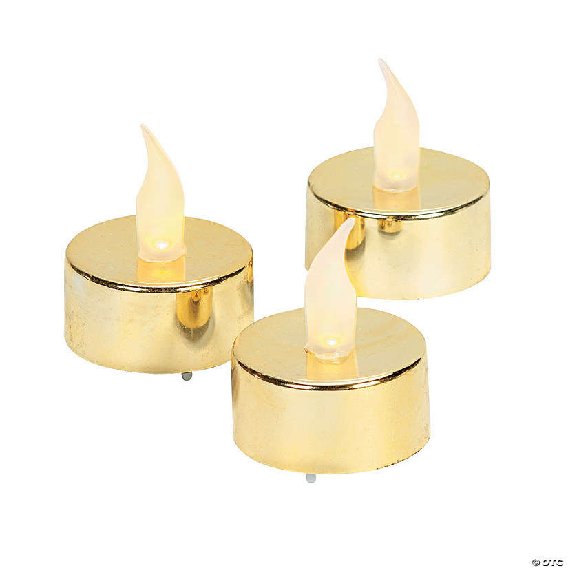 Gold Battery-Operated Tea Light Candles - 12 Pc. Image