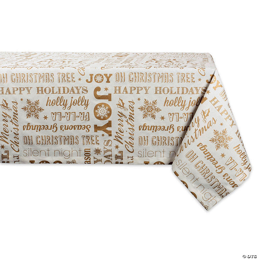 Gold Christmas Collage Tablecloth 60X84 Image