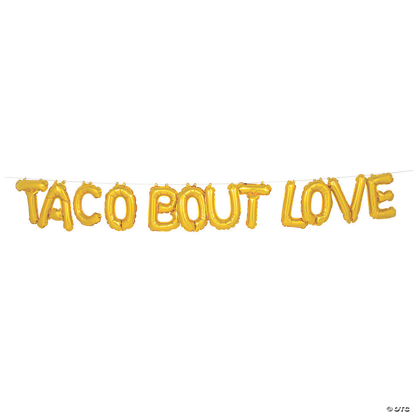 Gold Fiesta Taco Bout Love Mylar Balloon Banner - 15 Pc. Image