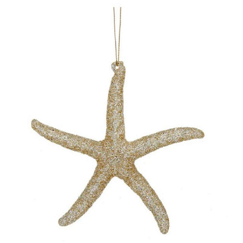 Gold Glitter Starfish Acrylic Christmas Ornament T1759 Image