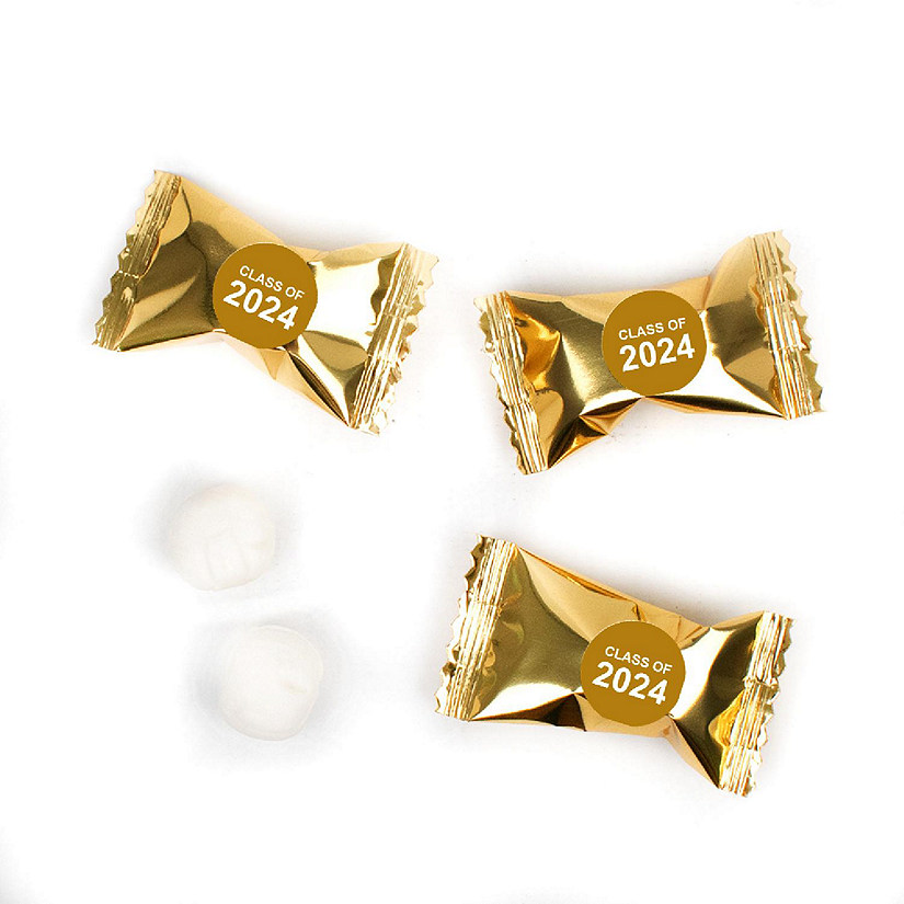 Gold Graduation Candy Mints Party Favors Individually Wrapped Buttermints Class of 2024 - 55 Pcs Image