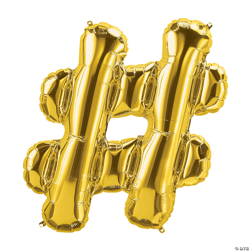 Gold Hashtag 34" Mylar Balloon Image