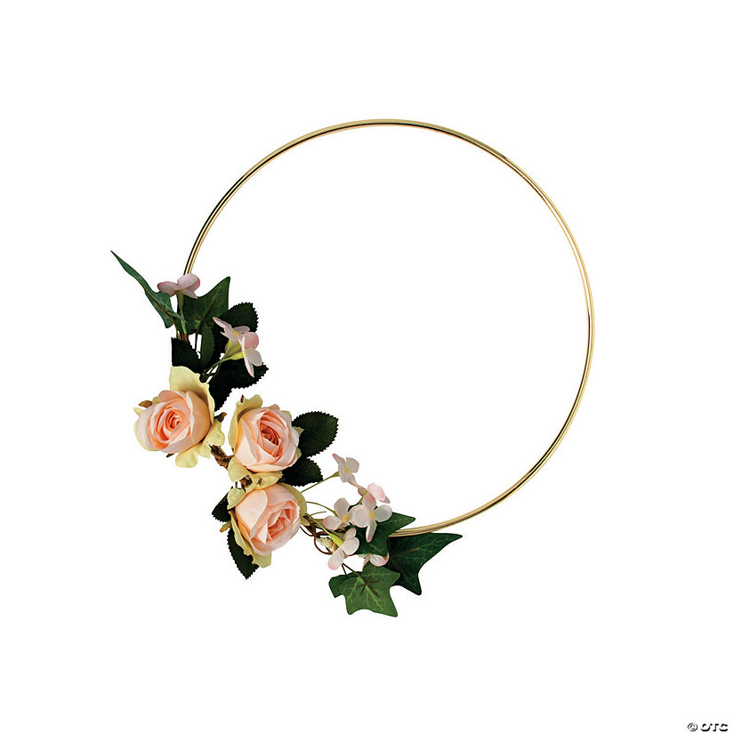 Gold Hoop Decoration with Peach Floral Accents Image