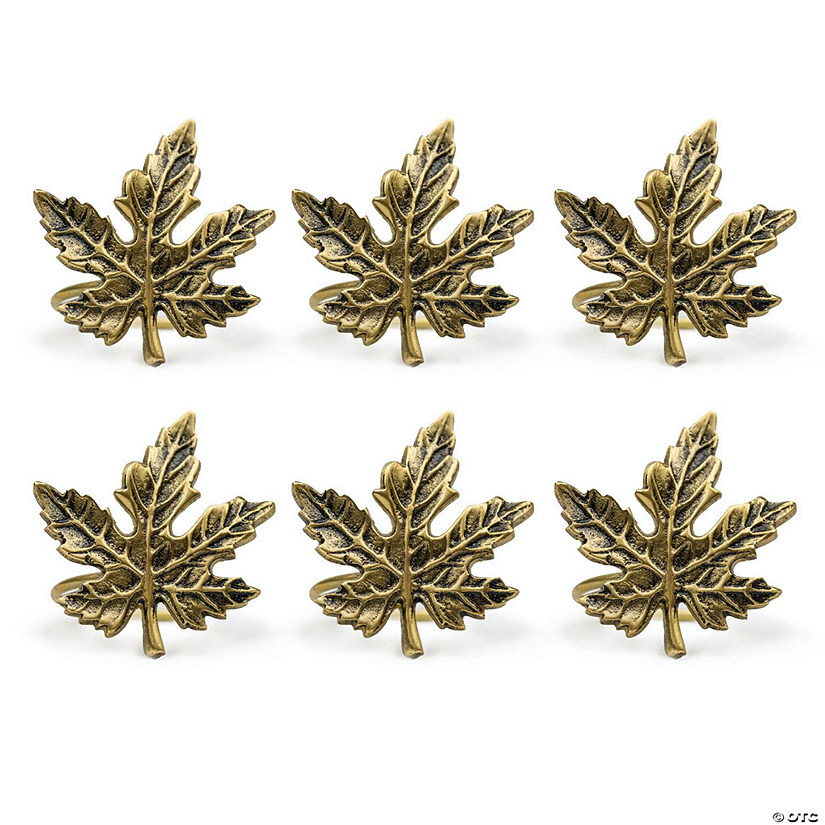 Gold Maple Leaf Napkin Ring (Set Of 6) Image