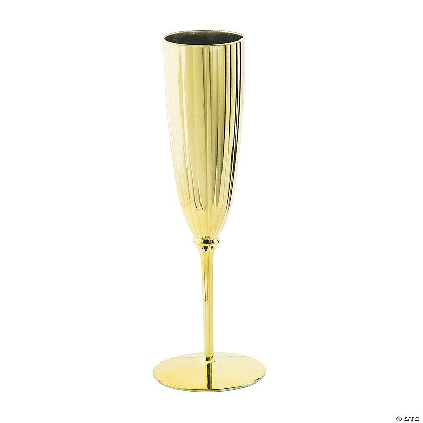 Gold Metallic Plastic Champagne Flutes - 12 Ct. Image