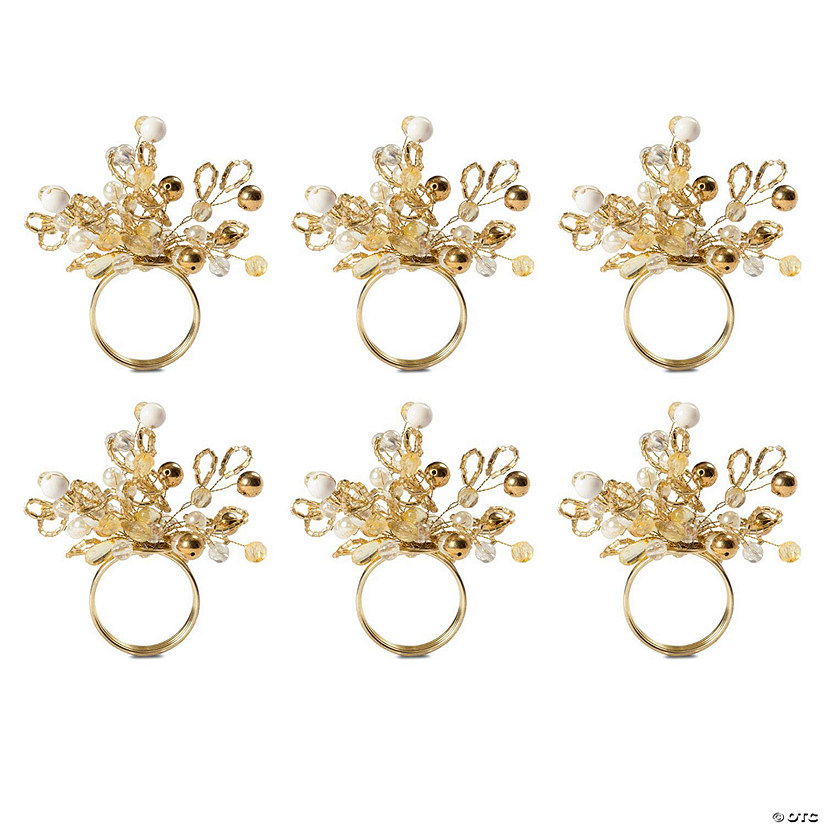Gold Multi Bead Napkin Ring (Set Of 6) Image