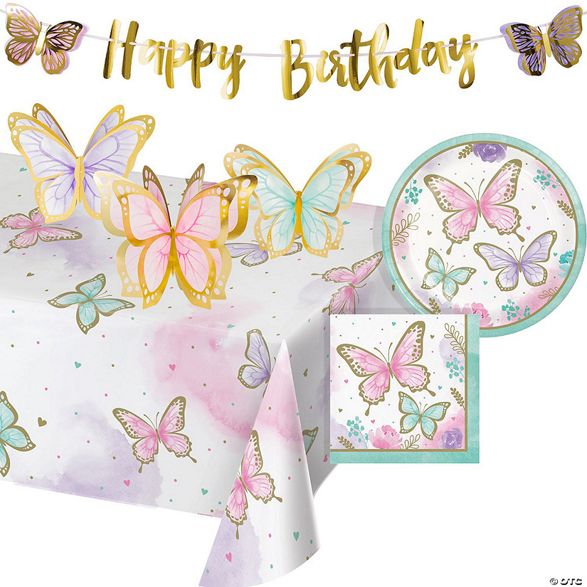 Golden Butterfly Party Supplies & Decorations Kit Image
