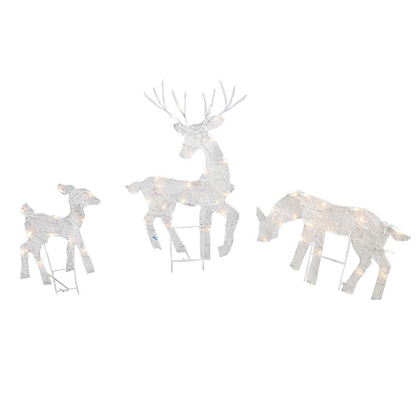 Good Tidings Outdoor Christmas Decoration Display, 3 Piece Reindeer, 50 Lights Image