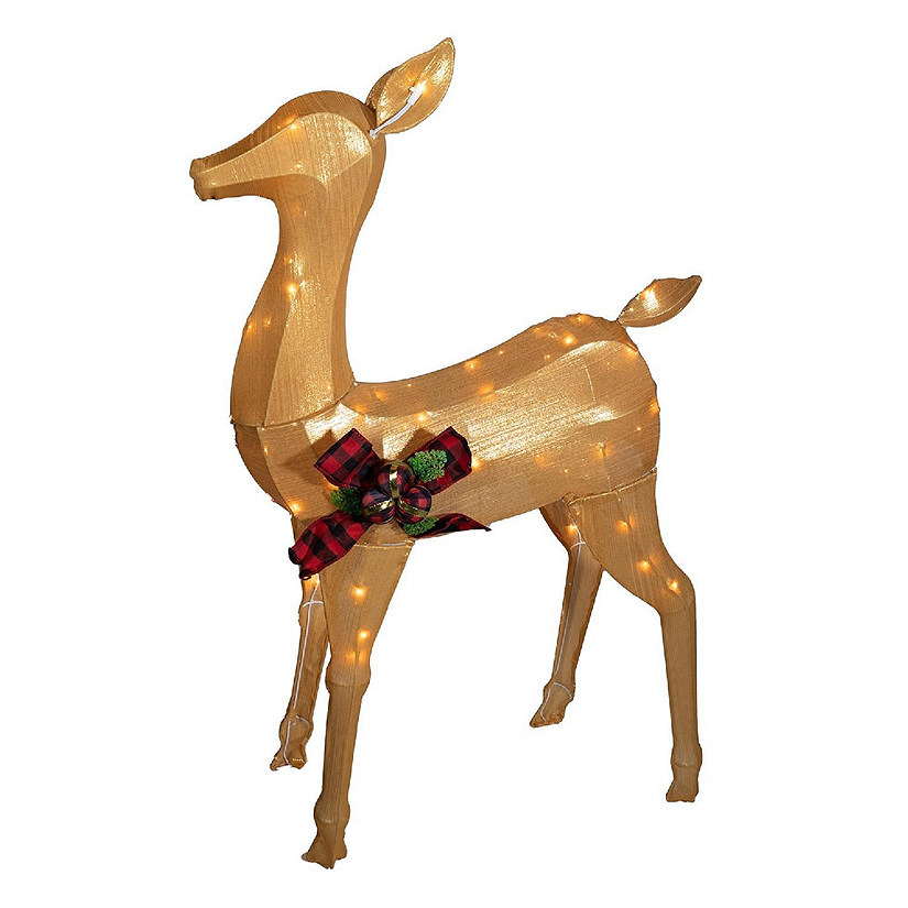 Good Tidings Shiny Gold Doe Deer Christmas Decoration Figurine Statue, 40 Inches Image