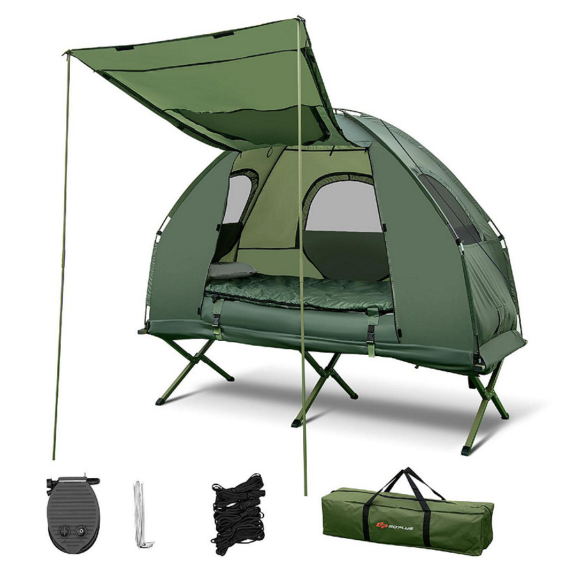 Goplus 1-Person Compact Portable Pop-Up Tent/Camping Cot w/ Air Mattress & Sleeping Bag Image