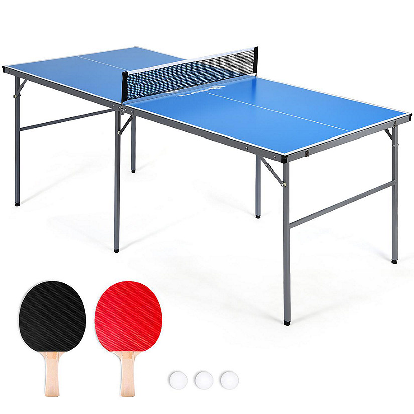 Goplus 6&#8217;x3&#8217; Portable Tennis Ping Pong Folding Table w/Accessories Indoor Outdoor Game Image