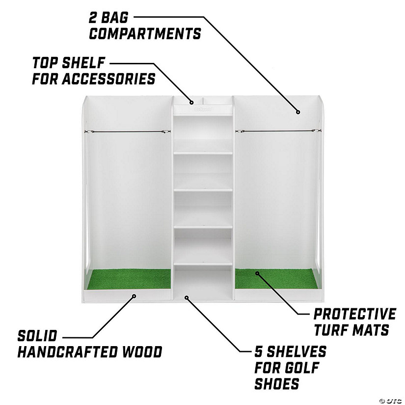 Gosports premium wooden golf bag organizer and storage rack - white Image