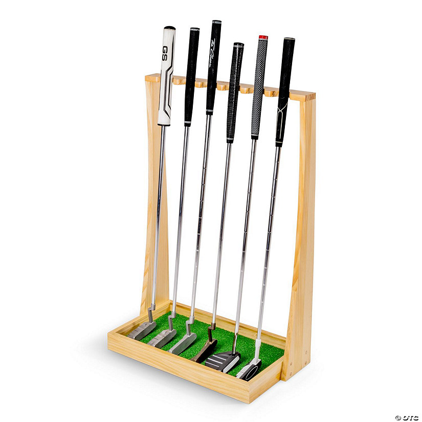 Gosports premium wooden golf putter stand - indoor display rack - holds 6 clubs - natural Image