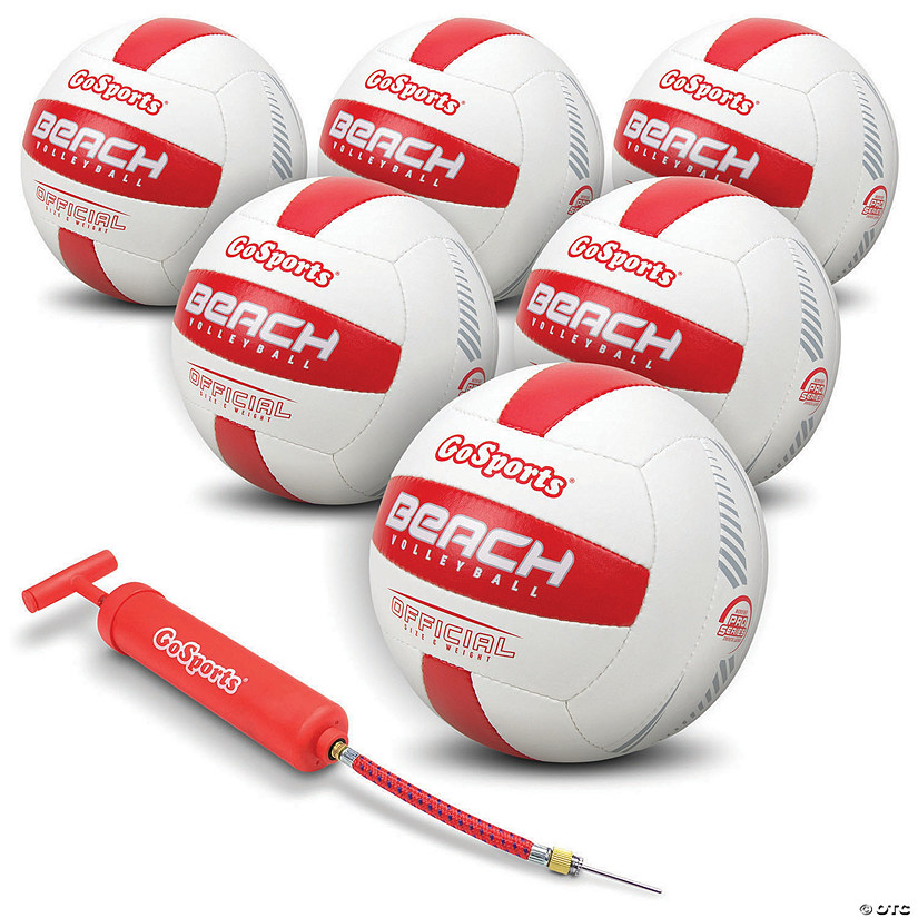 GoSports Pro Series Outdoor Beach Volleyball 6 Pack - Regulation Size & Weight with Bonus Air Pump & Portable Mesh Bag Image