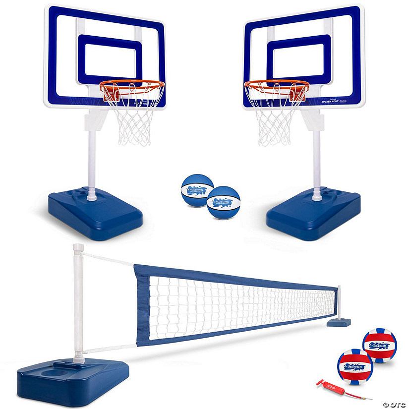GoSports Splash Hoop ELITE 2-in-1 Full Court Pool Basketball & Volleyball Game Set Image