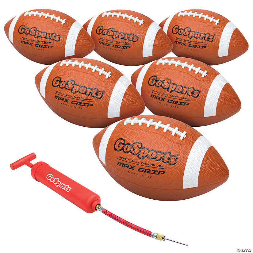 GoSports Youth Size Rubber Footballs - 6 Pack Image