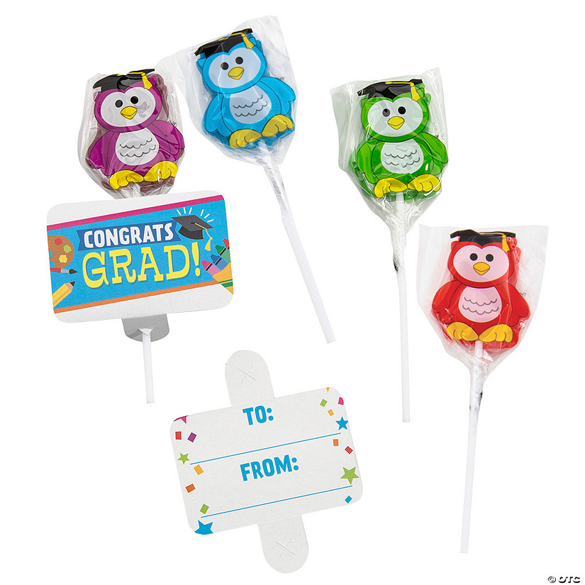 Graduation Owl Lollipops with Card Handout Kit for 12 Image