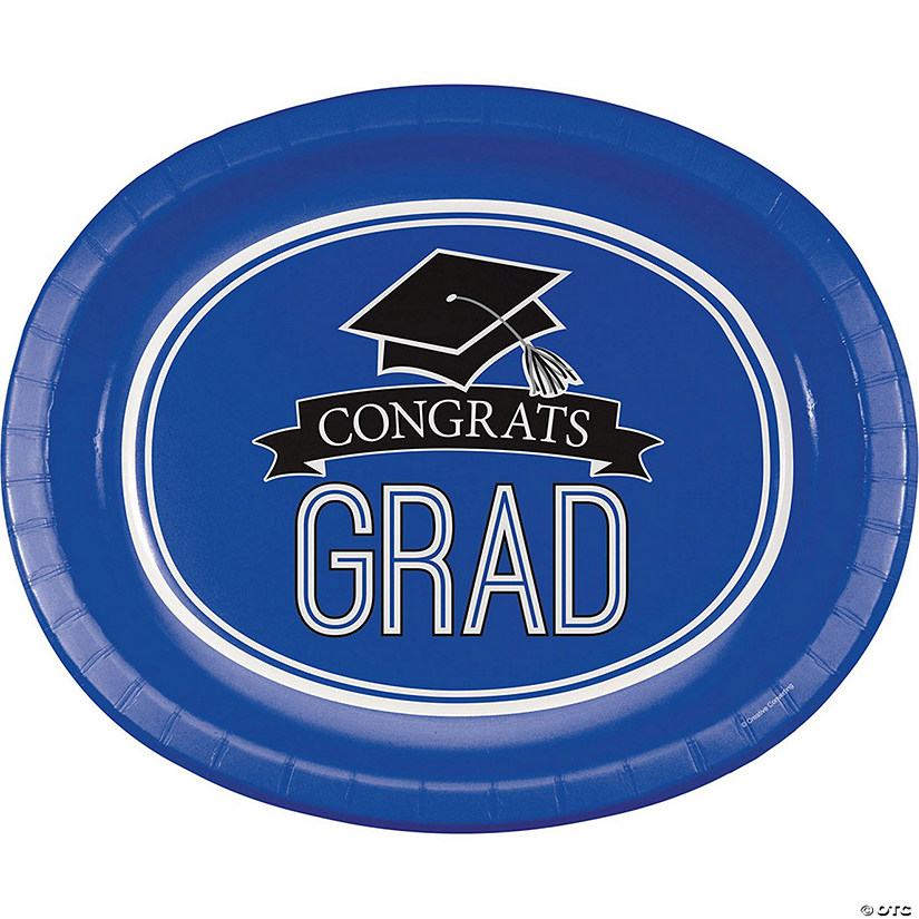 Graduation School Spirit Blue Oval Plates Image