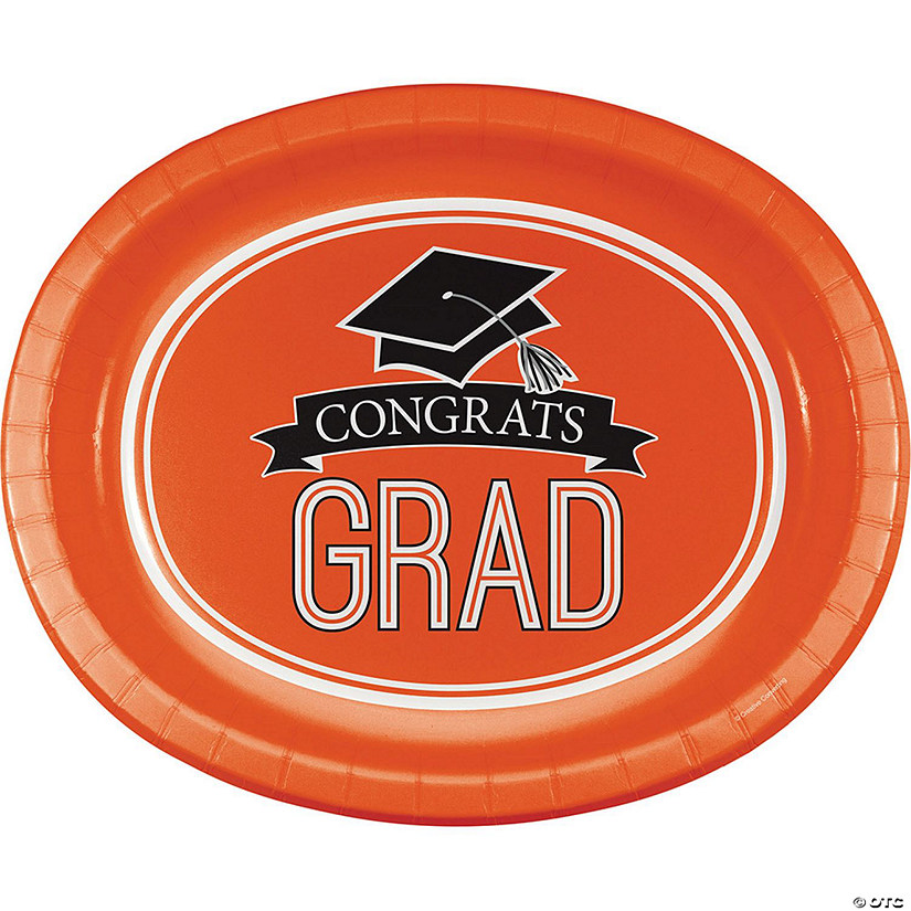 Graduation School Spirit Orange Oval Plates Image