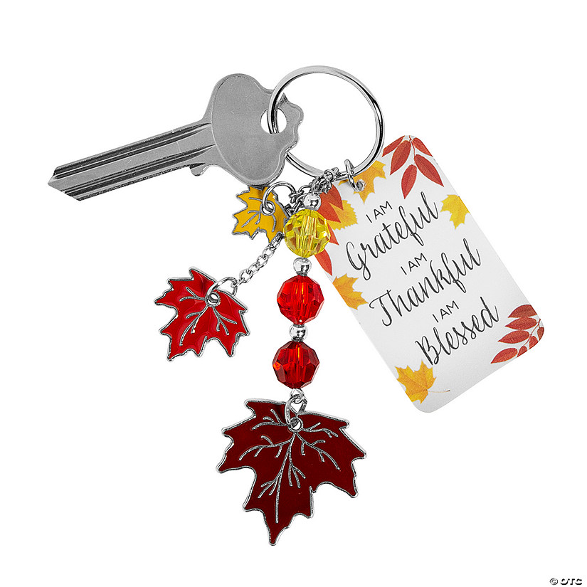 Grateful, Thankful, Blessed Fall Keychains with Card - 12 Pc. Image