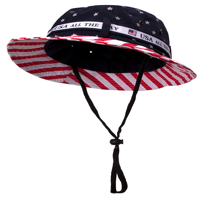 Gravity Trading Cotton Twill USA American Flag Bucket Hat USA All The Way Boonie, L/XL Image