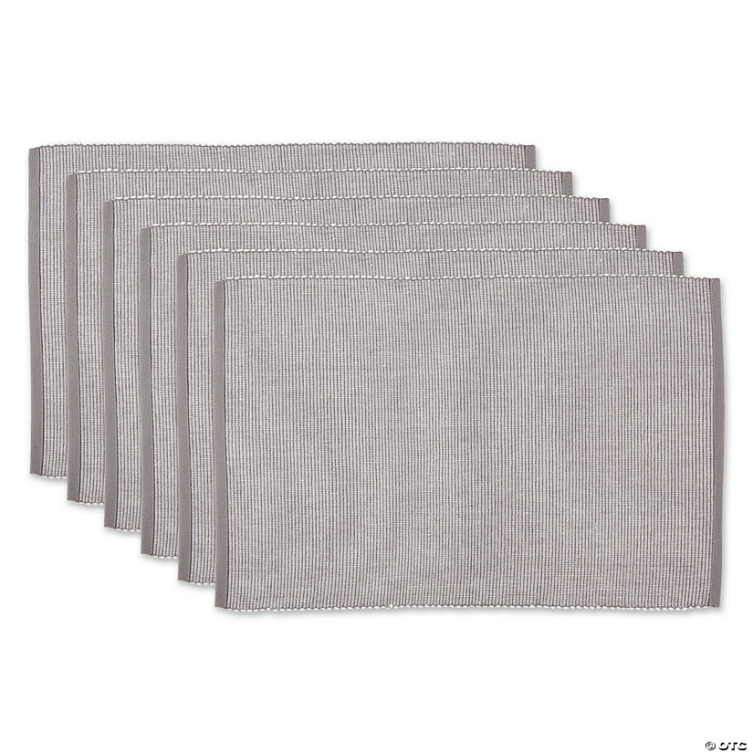 Gray & White 2-Tone Ribbed Placemat (Set Of 6) Image