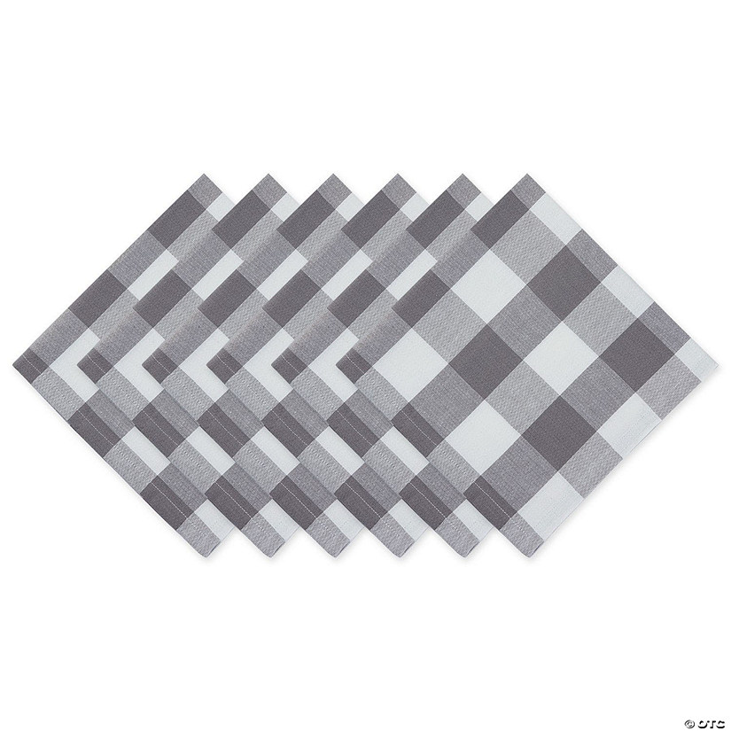 Gray & White Buffalo Check Napkin (Set Of 6) Image