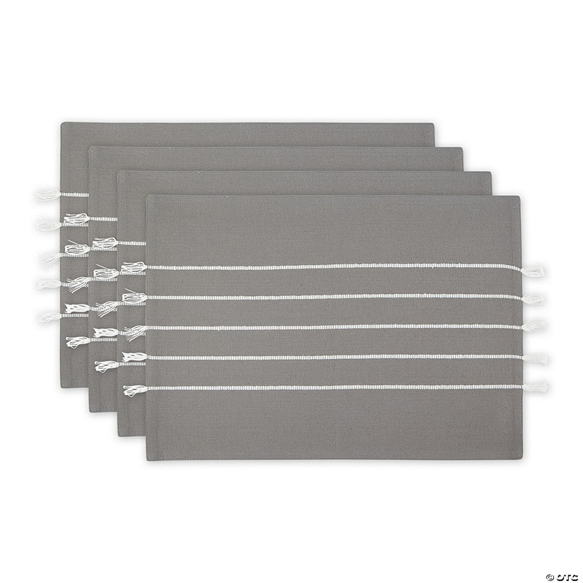 Gray And White Stripe Tassel Placemat (Set Of 4) Image