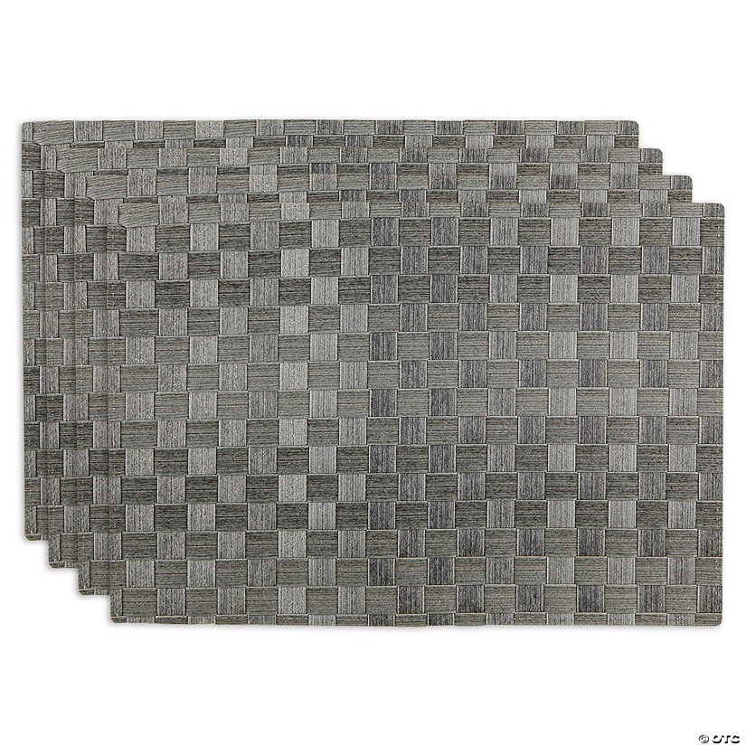 Gray Basketweave Rectangle Woven Placemat (Set Of 4) Image
