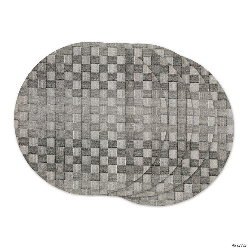 Gray Basketweave Round Woven Placemat (Set Of 4) Image