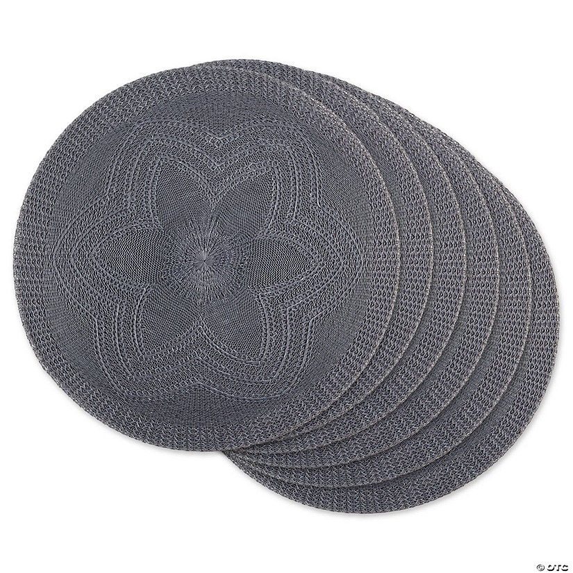 Gray Floral Woven Round Placemat Set/6 Image