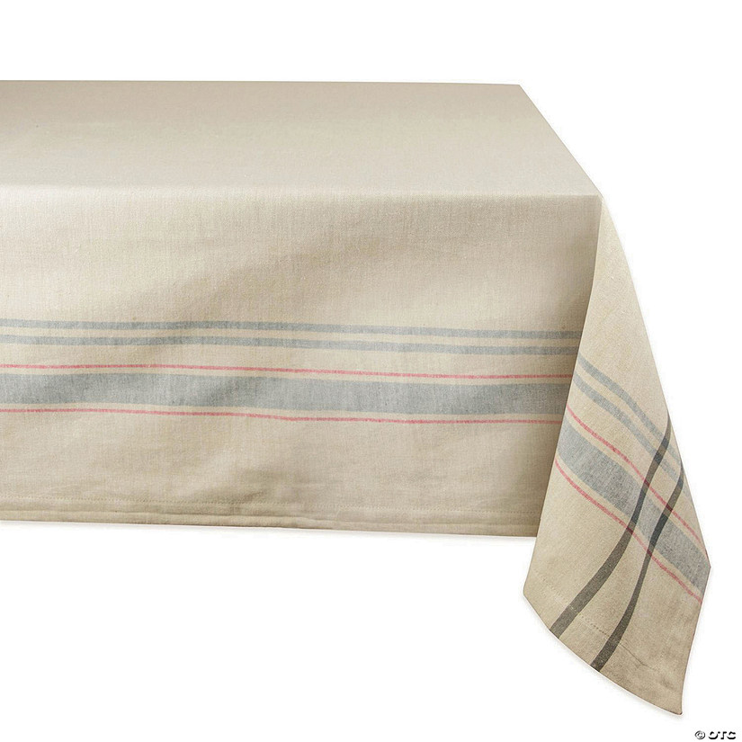 Gray French Stripe Tablecloth 60X84 Image