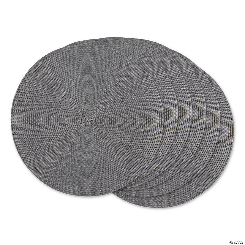 Gray Round Pp Woven Placemat (Set Of 6) Image