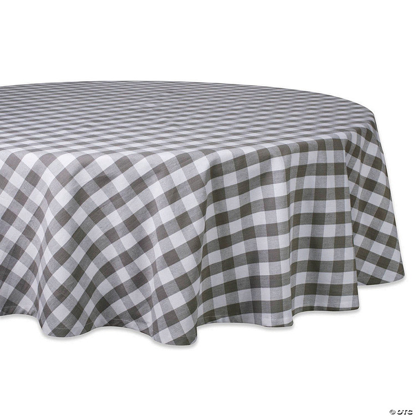 Gray-White Checkers Tablecloth 70 Round Image
